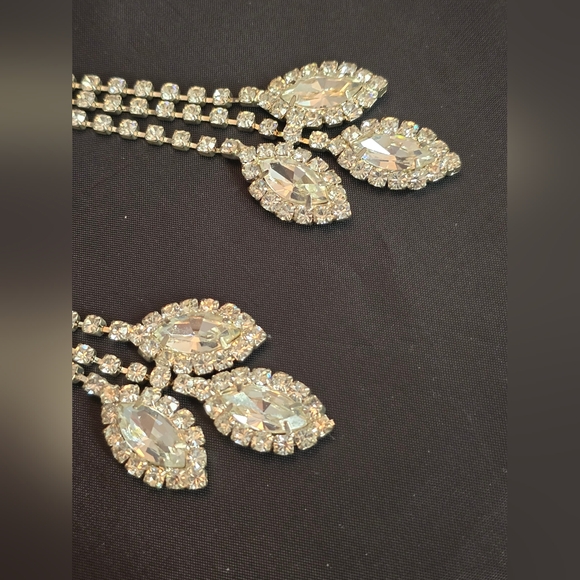 Clear Rhinestone Long Drop Earrings – Dramatic Statement Sparkle - Picture 7 of 11